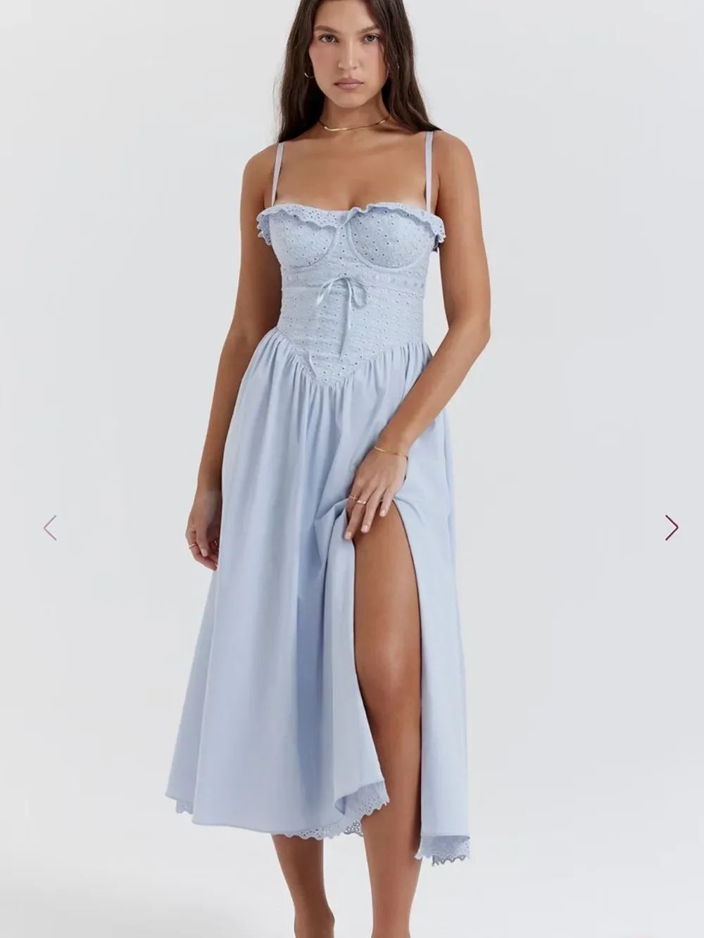 House of CB JAIME
SOFT BLUE COTTON BRODERIE ANGLAIS MIDI SUNDRESS